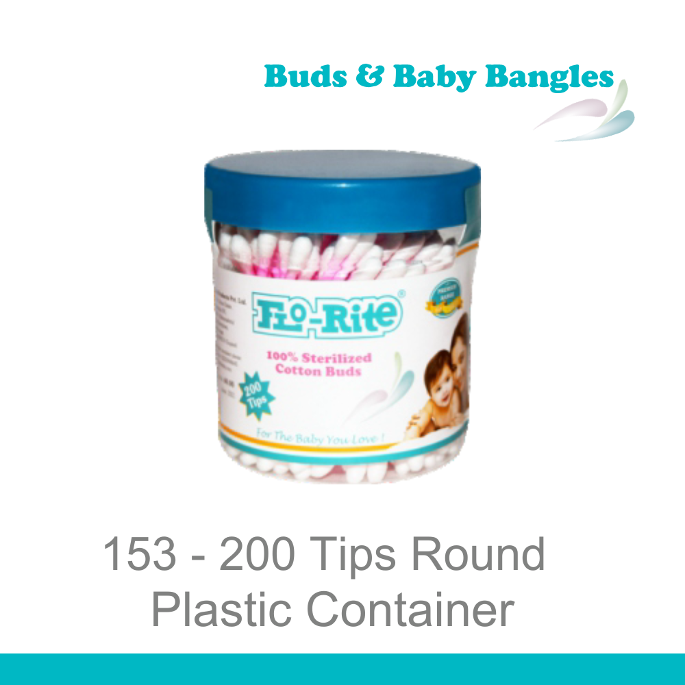 200 Tips Round Plastic Buds Container